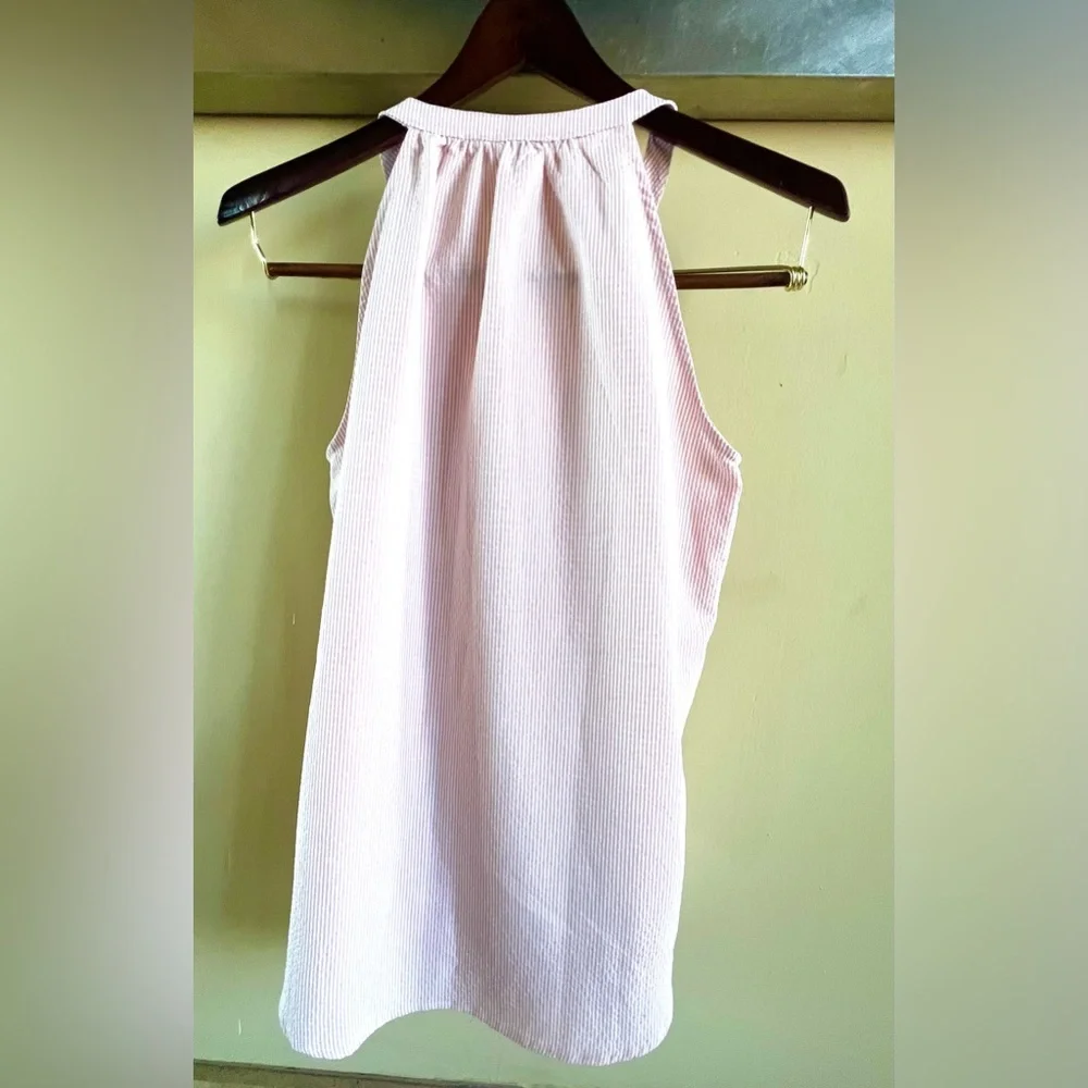 Savanna Jane NWT Pink Seersucker Floral Embroidered Halter Top - Small - Picture 2 of 7